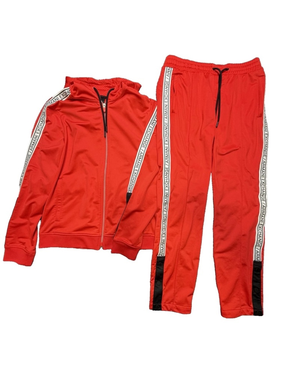 Armani Exchange Men Red Tracksuit Set Hoodie & Snap Button Joggers Size S 3GZM93
